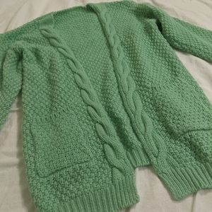 ⭐ Handmade knit cardigan green size large